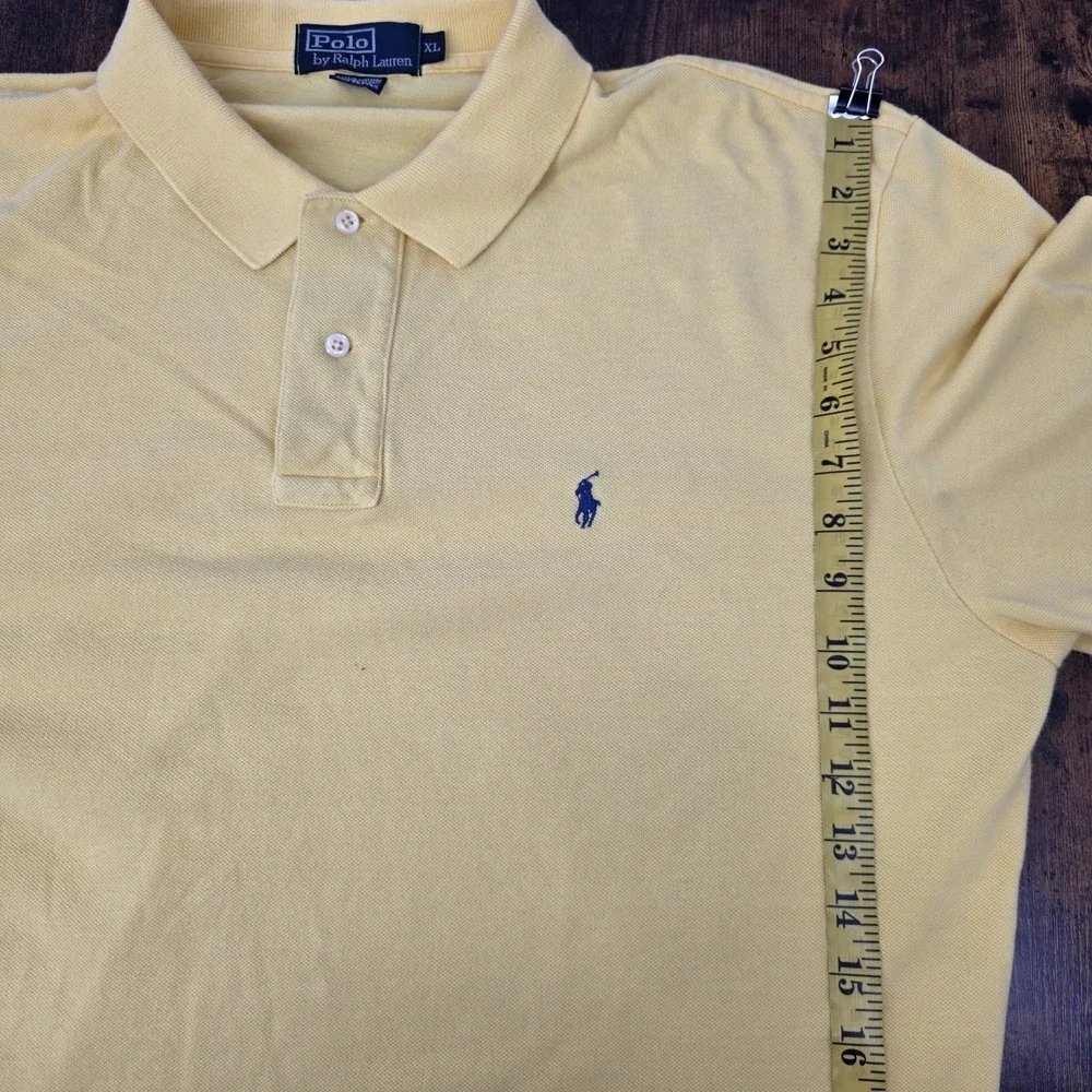 Polo Ralph Lauren‎ Polo Shirt Mens XL Yellow Solid Made in USA Casual Pony